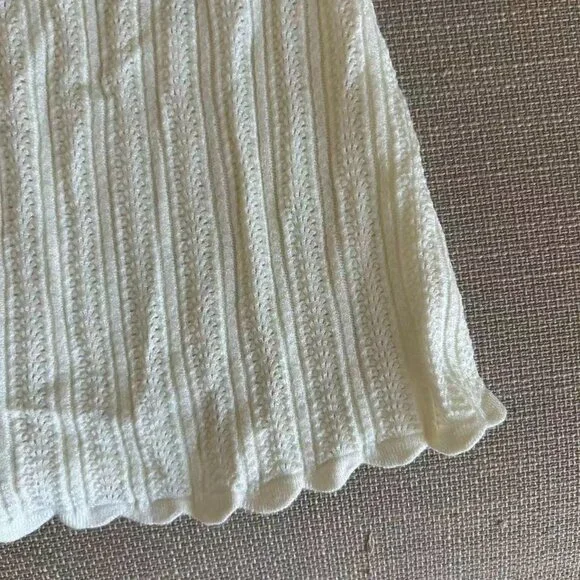 Sezane Anil Jumper Medium Ecru Cream Ivory Top Short Sleeve Sweater Knit French - Picture 10 of 13